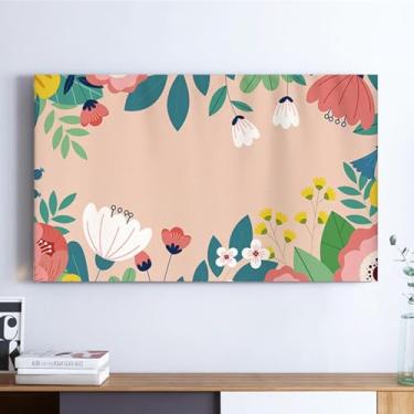 Imagem de Capa antiestática de microfibra macia de 81 a 200 cm com fundo antiderrapante para TV LCD LED de tela plana fácil de limpar e armazenar flores||65 polegadas
