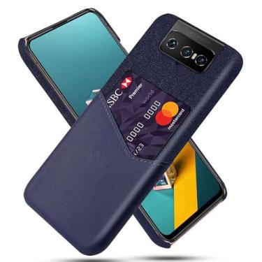 Imagem de Capa para Asus Zenfone 7,Tela e tampa de couro PU,Antideslizante,360°cobertura completa à prova de choque com 1 slot de cartão atrás,Prevenção de queda-Blue