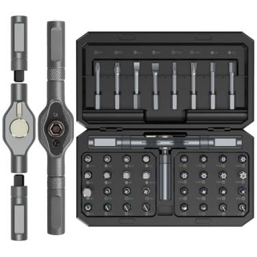 Imagem de Conjunto de Chave de Parafusa de Ratchete Magnético, Preciso 58 Fine Tooth Ratchete, com Alça de Ratchet Desmontável, Ferramenta de Reparação para Carro, Casa, Bicicletas (42 IN 1)