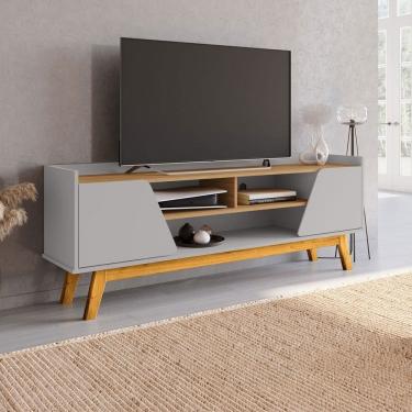 Imagem de Rack para TV Até 65 Polegadas Mackenzie 2 Portas 1 Prateleira Off White/Cinamomo - Pnr Móveis