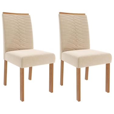 Imagem de Conjunto 2 Cadeiras Clarice Wood - Cimol Móveis Madeira/Suede Nude