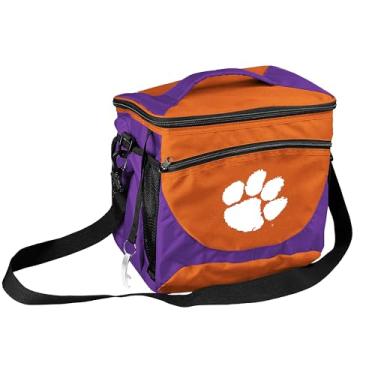 Imagem de Logo Brands NCAA Clemson Tigers Cooler isolado com 24 latas com logotipo bordado, abridor de garrafa e bolso frontal de armazenamento seco – unissex adulto, tamanho único, cor do time, à prova de