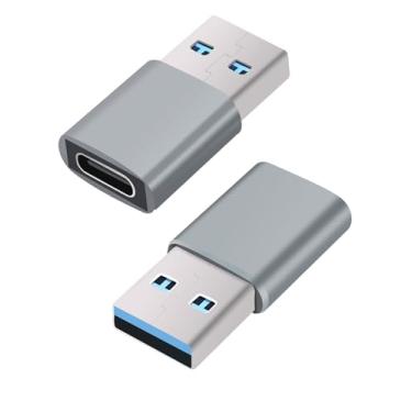Imagem de ROTOPATA Pacote com 4 adaptadores USB 3.0 para USB C, 5 Gbps USB A macho para tipo C fêmea conversor de carregador para iPhone 12 13 14 15 Plus Pro Max, iWatch 8 9, Galaxy S23 S24 (cinza)