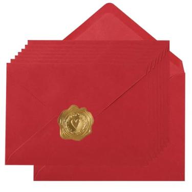 Imagem de 100 envelopes A6 coloridos 10 x 15 cm para cartões de felicitações, aniversário, casamentos, cartões de convite para chá de bebê (vermelho, A6 (16,5 x 11,9 cm)