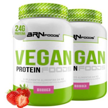 Imagem de Kit 2x Proteína Vegana  Vegan Protein 900g  BRN Foods, Morango