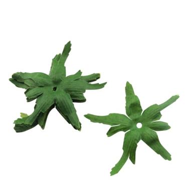 Imagem de JCBIZ 50 peças acessórios de flores falsas bandeja de flores tecido folha verde DIY materiais de fabricação de flores artesanais 10 cm logotipo arranjo de flores grinalda bolo mesa centro decoração