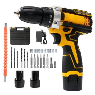 Imagem de Furadeira Parafusadeira Sem Fio 15V Kit Completo Com 2 Baterias Recarregaveis Maleta E 28 Acessorios