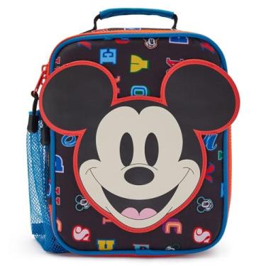 Imagem de DISNEY STORE Lancheira com isolamento oficial do Mickey Mouse Letters - Lancheira Mickey Mouse para crianças com zíper duplo, detalhes bordados, arte de tela, bolso de malha, etiqueta de identificação