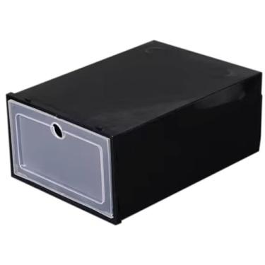 Imagem de Kit 1/6/10/12/24 Caixas Organizadoras Para Sapatos Tênis Empilhável Tampa Flip(PRETO,6)