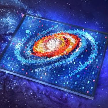 Imagem de SAMYBLOCKS Kit de blocos de montar galáxia da Via Láctea, 2438 peças, pintura artística, galáxia espacial ideais, coleção de parede DIY, presente de decoração perfeito para crianças e adultos acima de