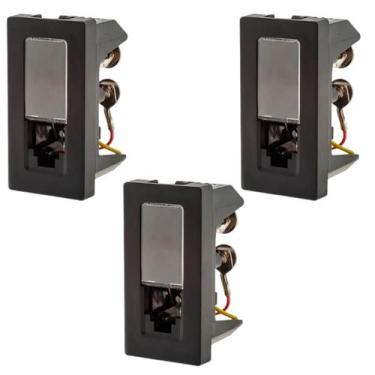 Imagem de Kit 3 Tomada De Telefone Rj11 4 Fios Pial Plus+ 615010pt