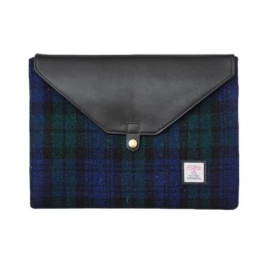 Imagem de Harris Tweed Capa para laptop para MacBook Air M4 M3 M2 M1 13 polegadas e Pro M1 A2338 capa de couro de lã e microfibra com aba de botão de pressão
