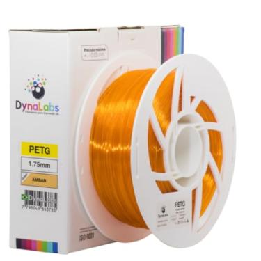 Imagem de Filamento Impressora 3d Petg Dynalabs 1.75mm 1kg Cor Âmbar Clear
