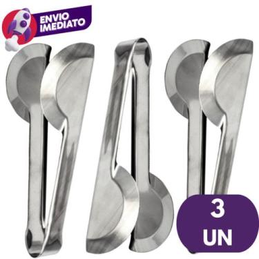 Imagem de Kit Pegador Universal 20Cm Tipo Pinça Em Inox Para Salada Petiscos Fri