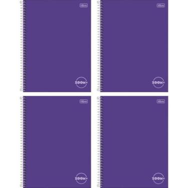 Imagem de Kit 4 Caderno Universitário 1 Matéria 96fls Zoom Tilibra, Roxo