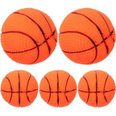 Imagem de LOGOFUN Bola De Látex Para Cachorro Com 5 Peças, Brinquedo Animais Estimação, Formato Basquete, Mastigar Filhotes Pequeno E Médio Porte, Acessórios Interativos