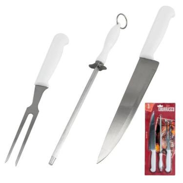 Imagem de Conjunto Talheres Para Churrasco 3 Peças Univendas - UNIVENDAS/QUALITY