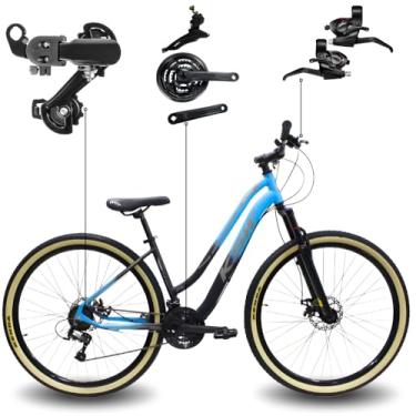 Imagem de Bicicleta KSW Sunny Feminina em Aluminio Aro 29 Rebaixada Retro 21 Marcha Relação 3x7com Freio a Disco e Suspensão de 80mm (Rosa Neon, 15) (Azul Pantone, 15)