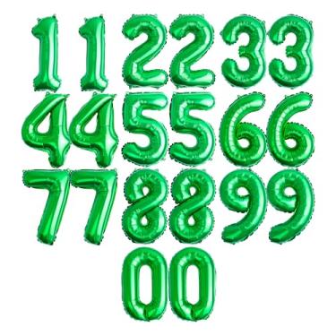 Imagem de [20 peças] Balões com números de folha verde de 40,6 cm (2 conjuntos de 0-9) - Decorações suspensas de alumínio Mylar para formatura, aniversário, Natal e festas de Ano Novo