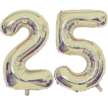 Imagem de Champagne Gold 25 Number Balloons, 40 Inch Giant Number 25 Balloons Foil Mylar Helium Light Gold Number Balloons for 25th Birthday Party Supplies Anniversary Event Celebration Decorations