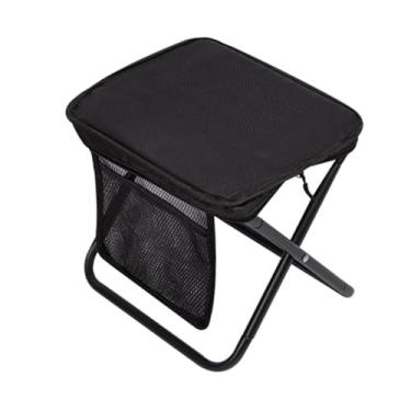 Imagem de KiBcsLic Banco dobrável para acampamento, cadeira dobrável pequena com bolso lateral, apoio para os pés reclinável para churrasco, Preto, Xl