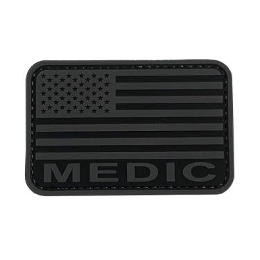 Imagem de uuKen Patch de bandeira médica 7 cm × 5.1 cm PVC cinza com gancho traseiro para kit de primeiros socorros bolsas bolsas coletes porta-placas (cinza, P 7.6 cm × 5.1 cm)