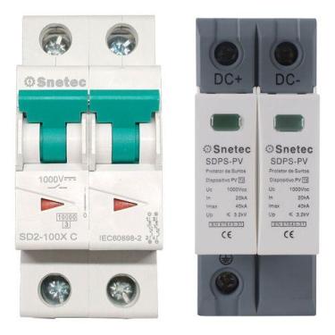 Imagem de Kit String Box Solar 1000V 2P Disjuntor 25A + DPS 40kA DC CC - NoBrand