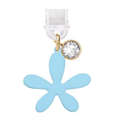 Imagem de ELISE & FONDA TP784 Porta de carregamento tipo C plugue antipoeira pequena pintura spray flor de lírio pingente de celular para iPhone 15/16/Samsung/OnePlus/Xiaomi/oppo telefones Android (azul)