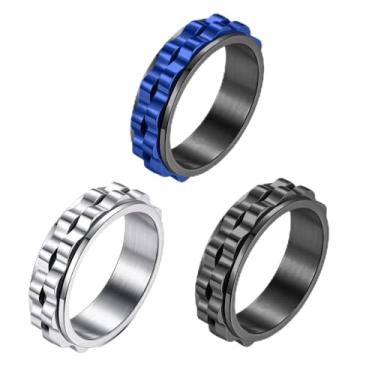 Imagem de Lumkou Anel giratório de 6 mm de largura – Anel de ansiedade entrelaçado de aço inoxidável para homens e mulheres – Anel giratório legal, Aço inoxidável, aço inoxidável