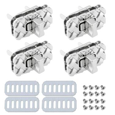 Imagem de SG Store 4 peças de fecho giratório 35 x 20 mm adequado para bolsas artesanais DIY, carteiras, bolsas mensageiro, prata