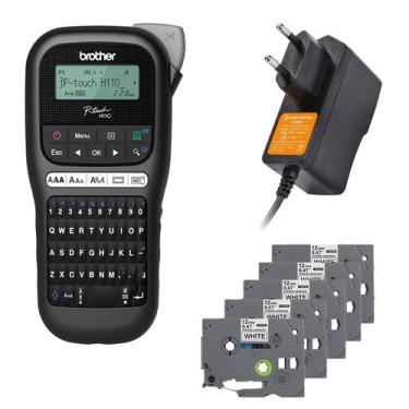 Imagem de Rotulador pth110bk preta brother + 5 fitas + fonte
