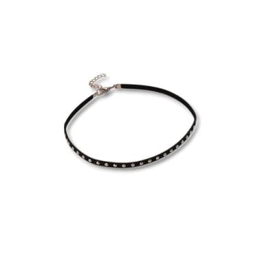 Imagem de 01 Gargantilha Cordão Chocker Bijoux Colar (Tachinhas Prateadas)