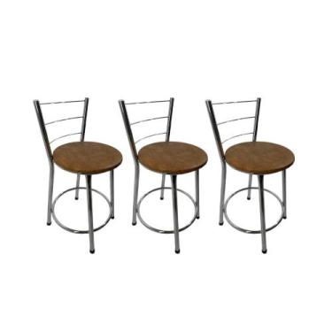 Imagem de Kit 3 Banquetas Bancos Baixa Bistrô Balcão Cozinha Cromada - FortMix, 