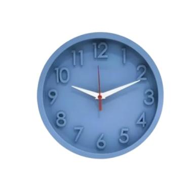 Imagem de Relógio de Parede 3D com Mecanismo Step Silencioso - Ideal para Cozinhas, Escritórios e Quartos (Azul)