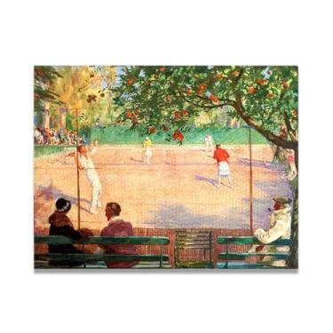 Imagem de LKXGRRSFG Tennis Hotel John Lavery Irish Realist Portrait & War Scenes Impressão em tela – Arte de parede doméstica vintage 30 x 39 cm sem moldura