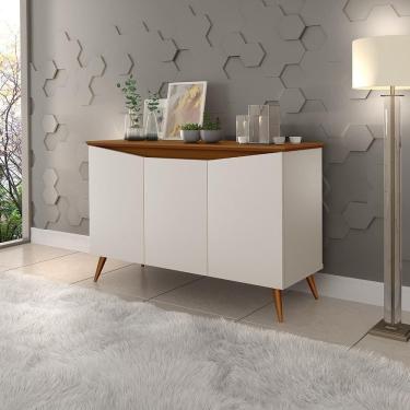 Imagem de Aparador Buffet 3 Portas Retro Com Pés De Madeira Off White - Freijó
