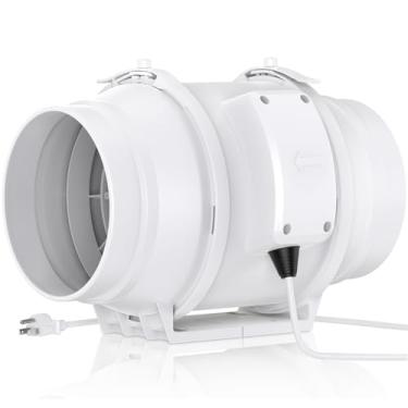 Imagem de Tesansi Ventilador de duto em linha de 15 cm com motor EC - Exaustor de duto de reforço em linha de 375 CFM de alto desempenho para banheiros, cozinhas e barracas de cultivo, hidroponia, impressora 3D