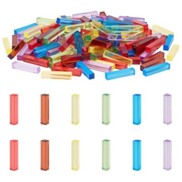 Imagem de BENECREAT 156Pcs Rectangle Blank Dice, 6 Colors Acrylic Dice Cuboid, Acrylic Board Game Chess Pieces for Making Creative Dices, Board Game Props, Maths Teaching, 1x0.2x0.2inch