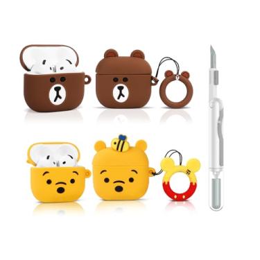 Imagem de (Pacote com 2 + caneta limpa) Capa XMBYGY para Apple AirPods 4ª geração com kit de caneta de limpeza, capa protetora à prova de choque e mosquetão para AirPods 4 (WIN+BER)