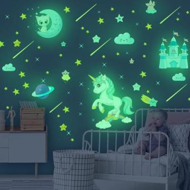 Imagem de Decalques de parede Robmoda Glow in The Dark Unicorn 206 peças para cr