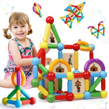 Imagem de Magnetic Building Sticks Blocks Toy MAGBLOCK 90 unidades para crianças