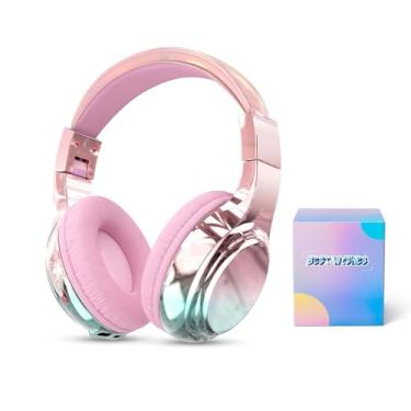 Imagem de Fones de ouvido infantil sem fio com limite de volume de 85/94 dB, fone de ouvido dobrável com microfone e porta de compartilhamento de áudio (Rosa)