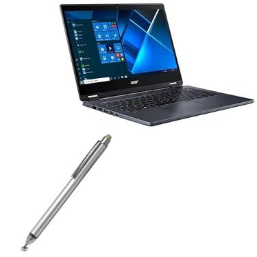 Imagem de Caneta Stylus BoxWave compatível com Acer TravelMate Spin P4 (TMP414RN-51) (Caneta Stylus da BoxWave) - Caneta capacitiva DualTip com ponta de disco de ponta de fibra capacitiva Stylus - Prata metálica