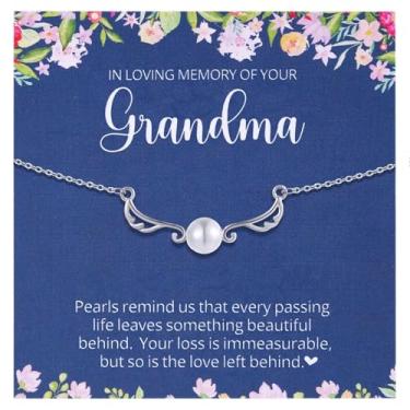 Imagem de Aesnefe Colar de lembrança da avó, presente em memória da avó, presentes de simpatia pela perda da avó, presentes de luto, em memória da joia da avó, condolência de lembrança de luto, Medium, Aço