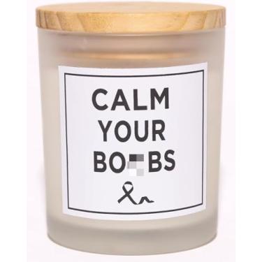 Imagem de Vela engraçada para mamas, presentes de pós-cirurgia de mama para mulheres, Calm Your Boobs, presentes de aniversário para mulheres, mãe, esposa, irmã, namorada, vela perfumada de baunilha, cera de