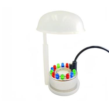 Imagem de Akeydeco Criador de névoa para festa de Halloween, fonte de água ultrassônica, nebulizador de 12 LEDs, vermelho, amarelo e azul, umidificador de ar atomizador de alumínio para vaso de aquário