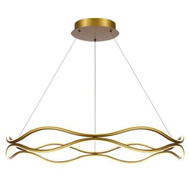 Imagem de Lustre Pendente Moderno Led 70w 3000k Dourado Fosco 80cm Bivolt Corso 