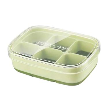 Imagem de Forma de Gelo 6 Cavidades com Tampa e Fundo em Silicone – Cubos Grandes, Fácil Remoção e Livre de BPA (Verde)