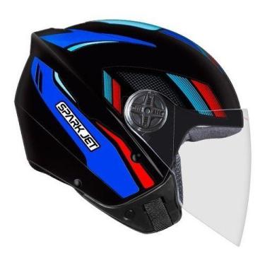 Imagem de Capacete Moto Ebf Spark Jet Aberto Speed Preto E Lilas, Azul, 60