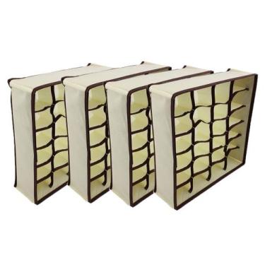 Imagem de Kit 4 Organizadores de Gavetas Roupas Intimas Meias Cueca Calcinha Col